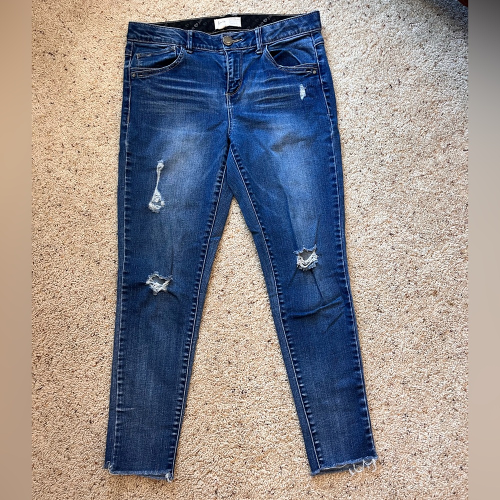 Jolt Women's Dark Blue Distressed Skinny Jeans